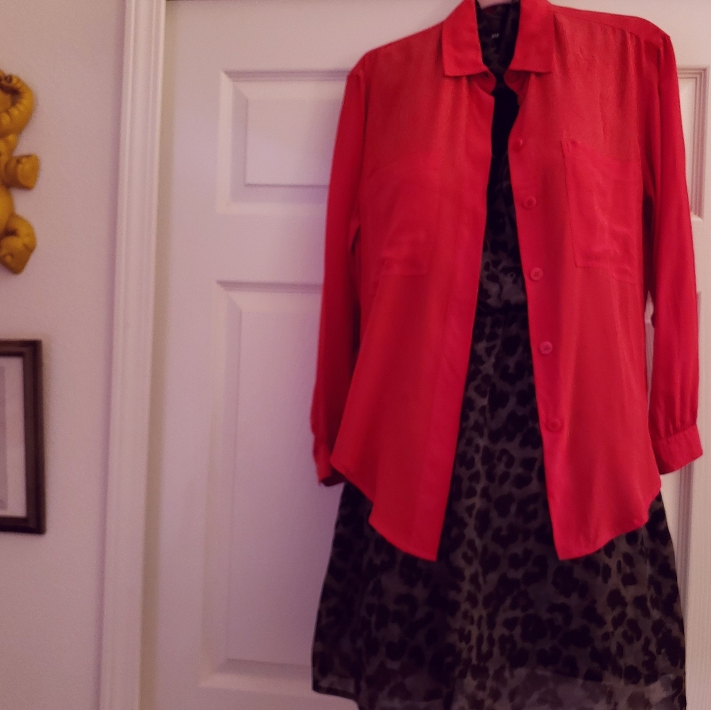 Vintage Red Silk Blouse